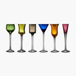 Snapseglas P/fod i farver fra Lyngby Glas - 6 stk.